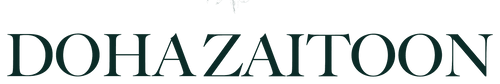 Doha Zaitoon wordmark, forest on transparent
